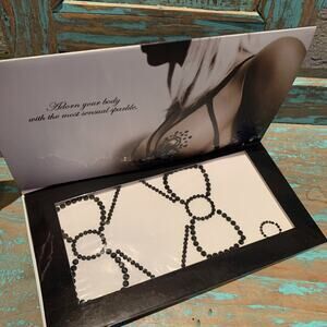 Bijoux Indiscrets Pasties Mimi Bow Black Rhinestone Nipple Burlesque Body Decor